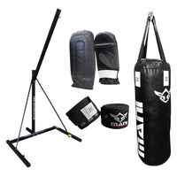 COMBO OF SINGLE BAG STAND, BAG, MITTS & HAND WRAP